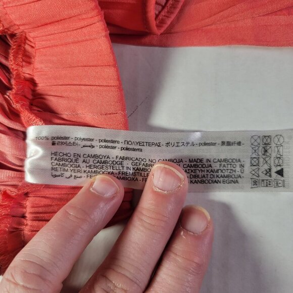 Zara Coral  Micro Pleated Lightweight Summer High-Waist Shorts Women Size M - Picture 6 of 7